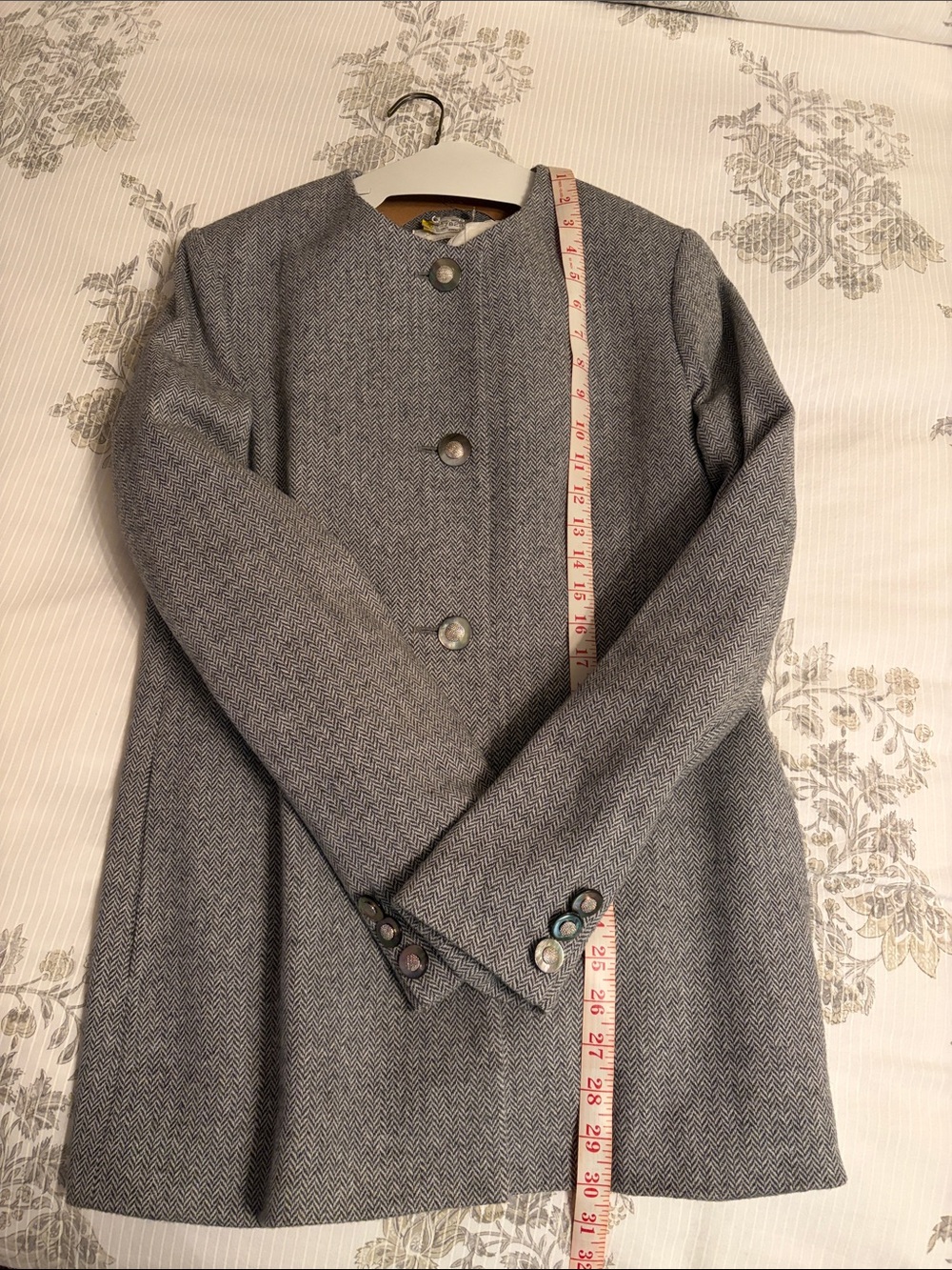 Women’s Gray Herringbone Wool-Blend Coat & Skirt Set